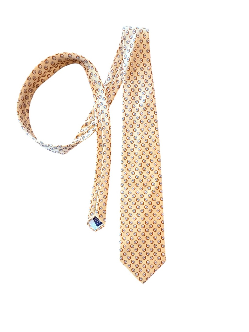 Brooks Brothers Italian Silk Yellow Patterned Men’s Tie - Handmade